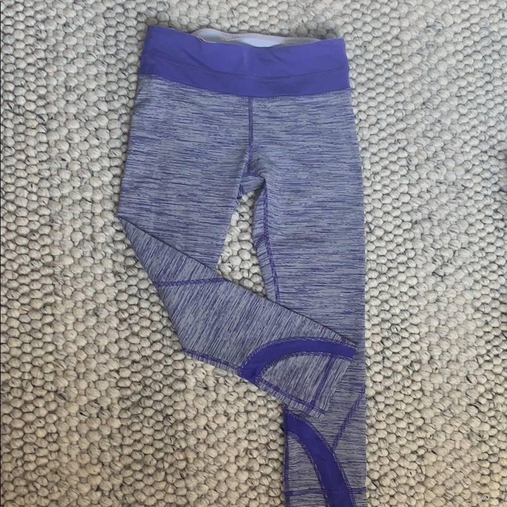Lululemon purple striped cropped leggings